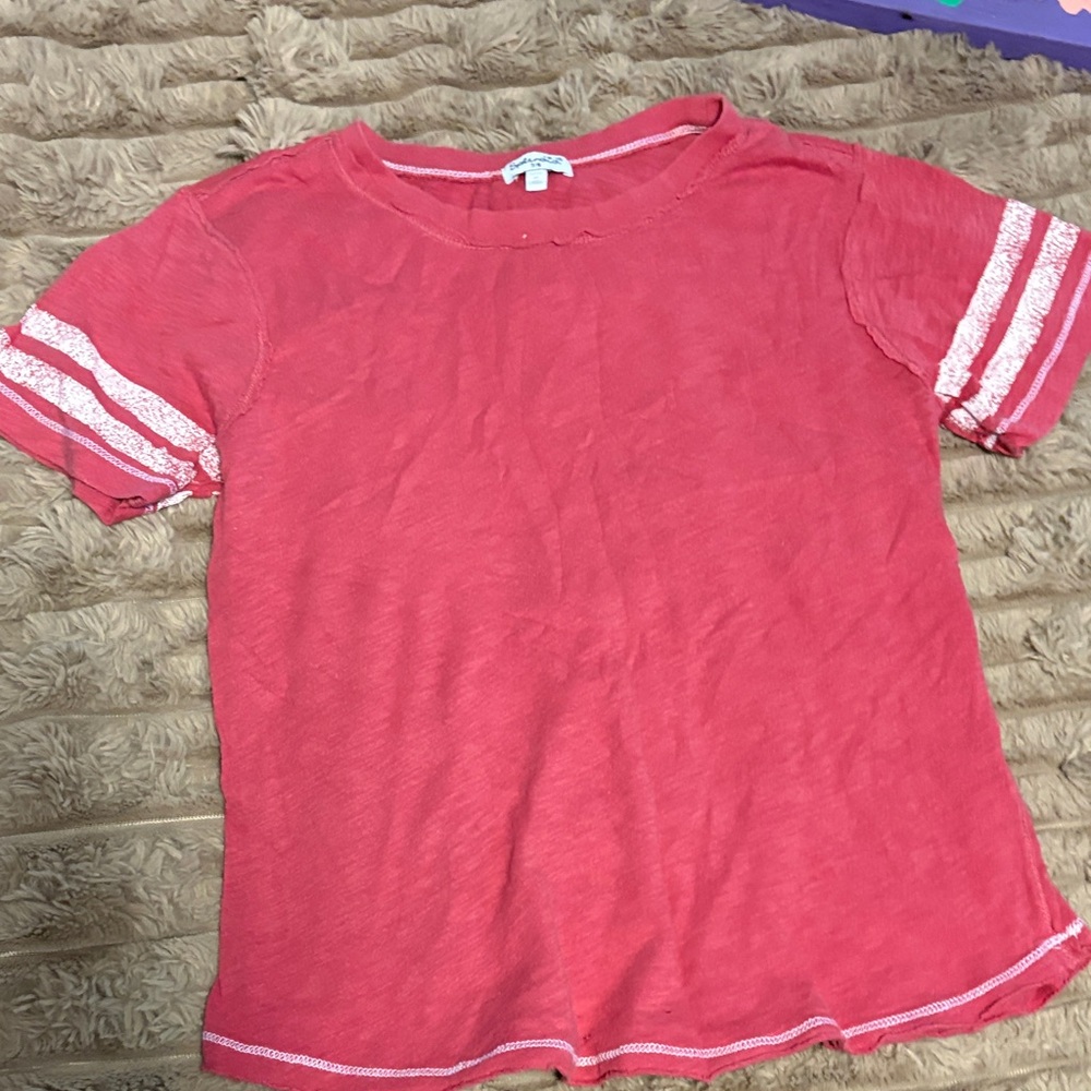 Splendid Coral Kids Tee with White Stripes